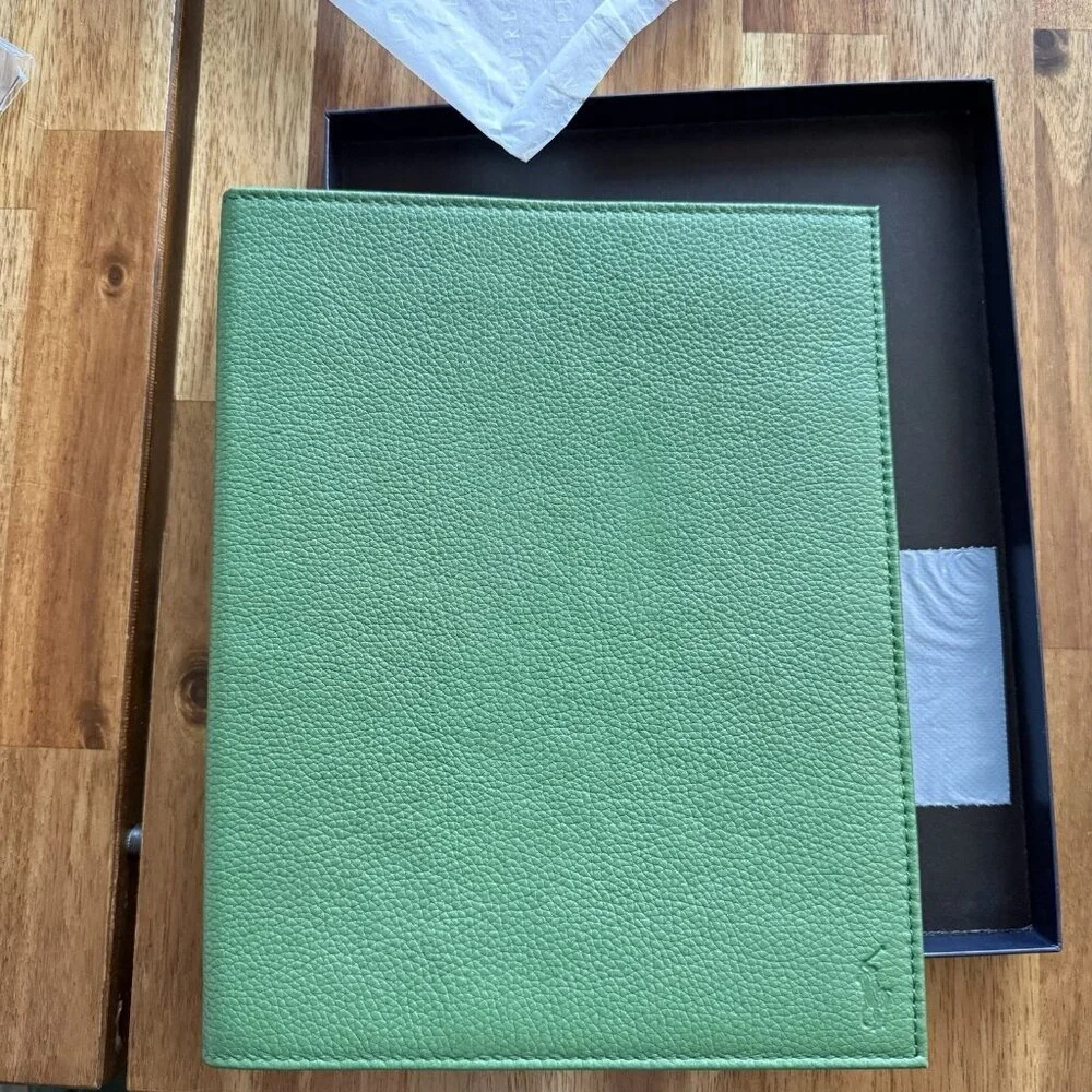 Polo Ralph Lauren Leather‎ Green Case For Ipad Or Tablet Media Case Embossed NWT